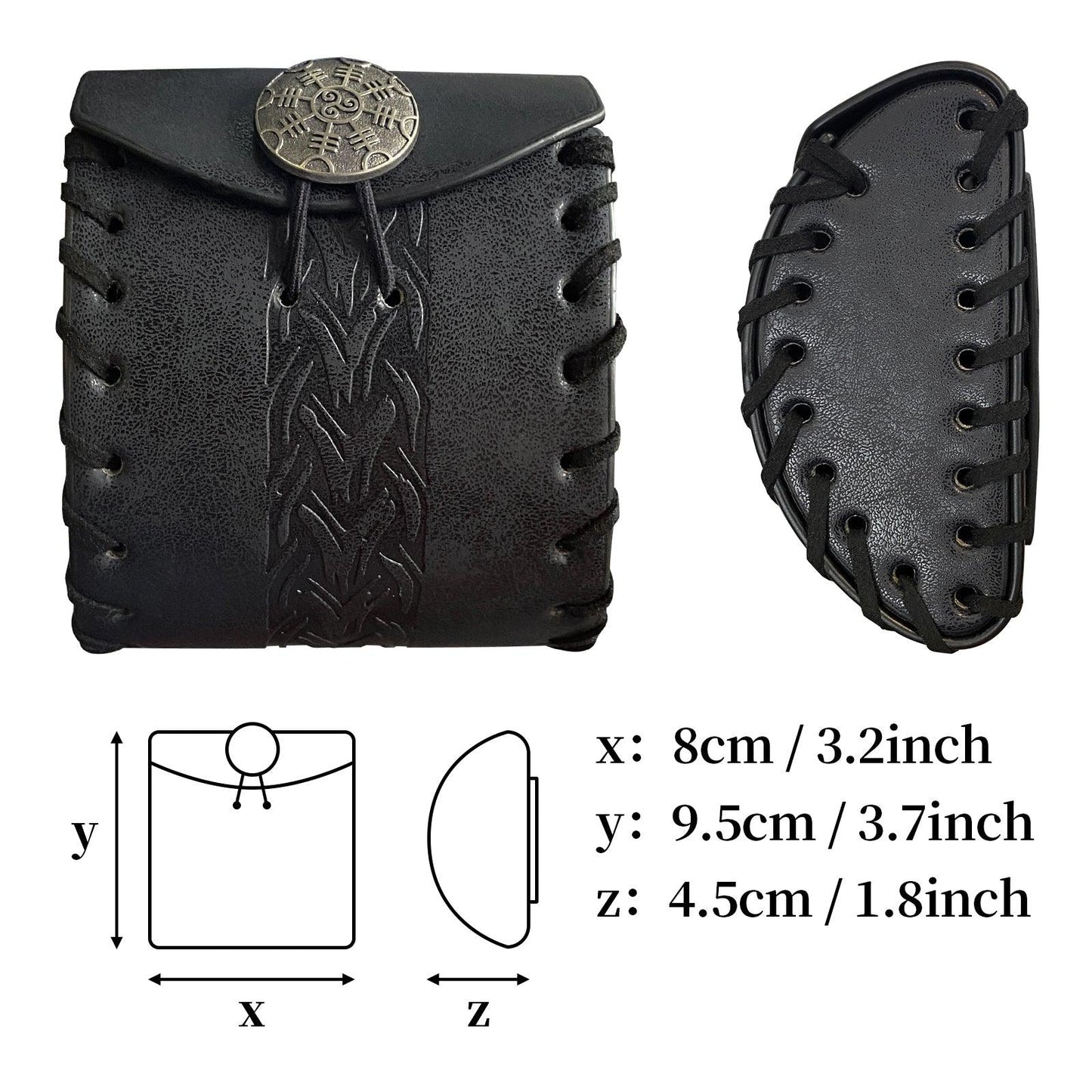 HiiFeuer Medieval Faux Leather Mini Belt Bag, Portable Renaissance Belt Pouch, Nordic Coin Purse Dice Bag for LARP Ren Faire