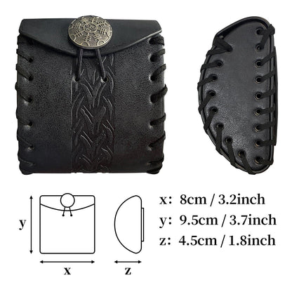 HiiFeuer Medieval Faux Leather Mini Belt Bag, Portable Renaissance Belt Pouch, Nordic Coin Purse Dice Bag for LARP Ren Faire