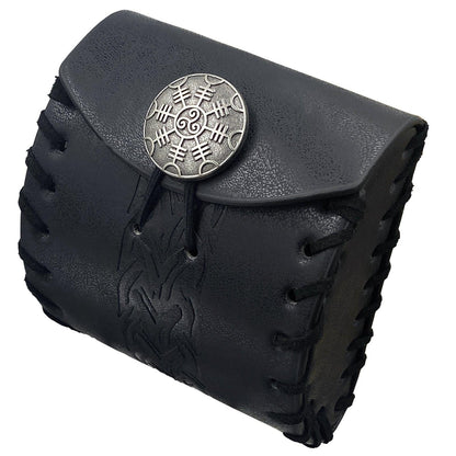 HiiFeuer Medieval Faux Leather Mini Belt Bag, Portable Renaissance Belt Pouch, Nordic Coin Purse Dice Bag for LARP Ren Faire