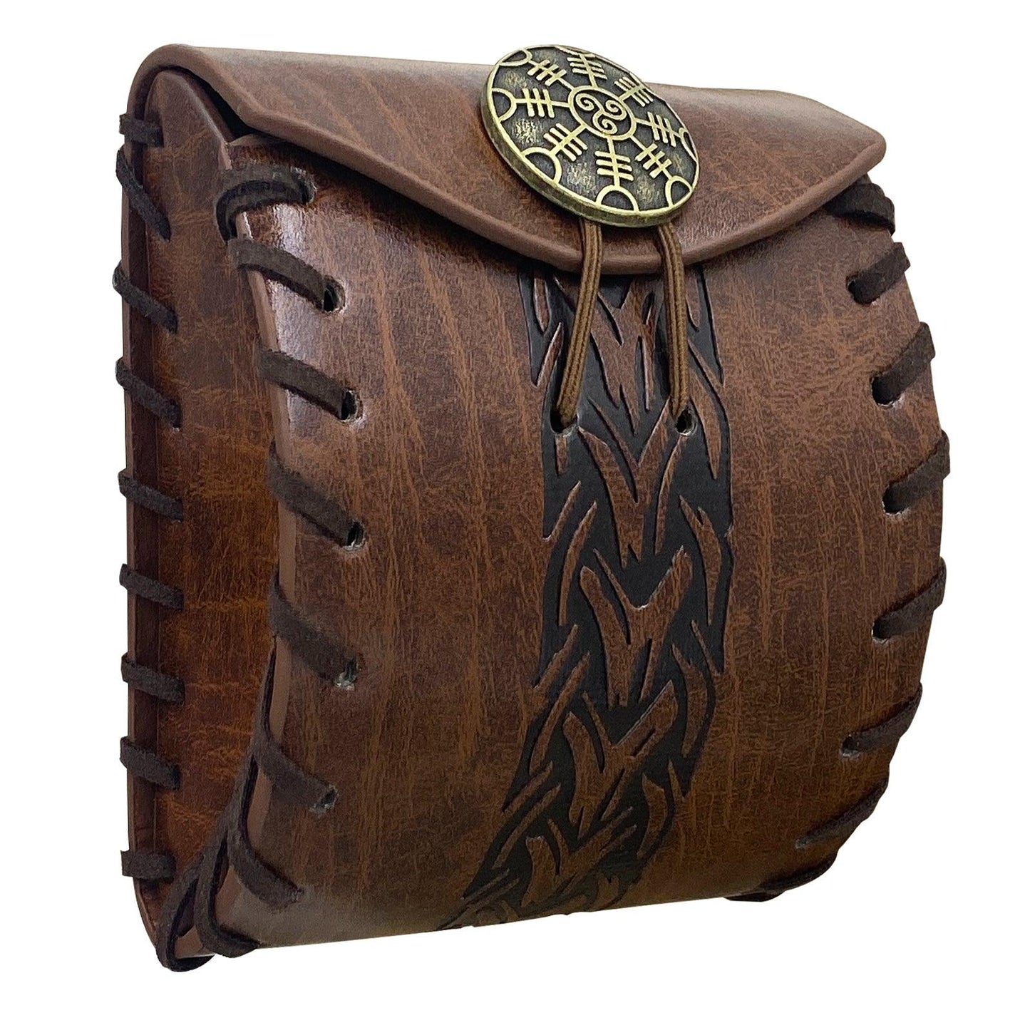 HiiFeuer Medieval Faux Leather Mini Belt Bag, Portable Renaissance Belt Pouch, Nordic Coin Purse Dice Bag for LARP Ren Faire