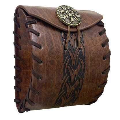 HiiFeuer Medieval Faux Leather Mini Belt Bag, Portable Renaissance Belt Pouch, Nordic Coin Purse Dice Bag for LARP Ren Faire
