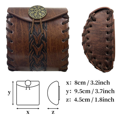 HiiFeuer Medieval Faux Leather Mini Belt Bag, Portable Renaissance Belt Pouch, Nordic Coin Purse Dice Bag for LARP Ren Faire