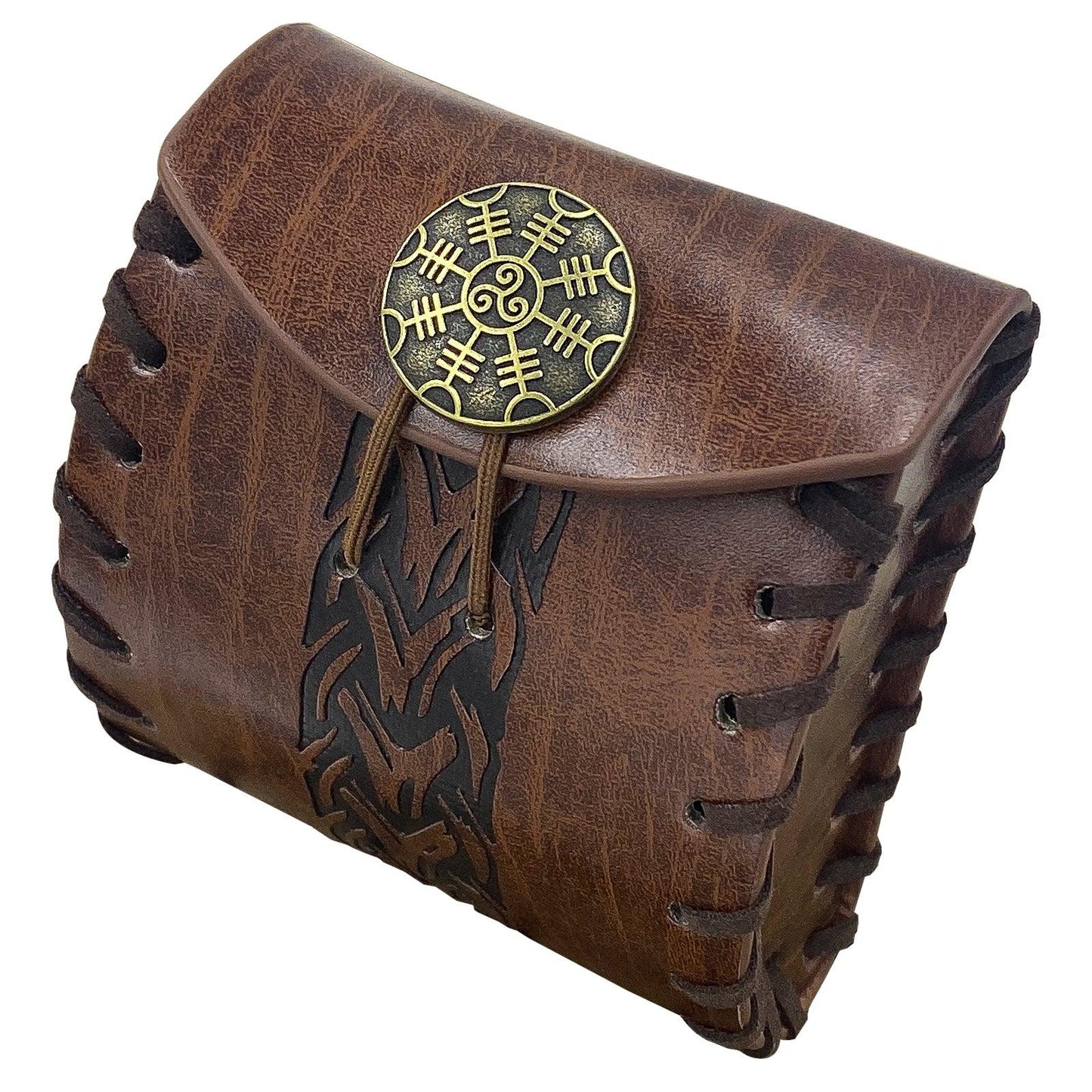 HiiFeuer Medieval Faux Leather Mini Belt Bag, Portable Renaissance Belt Pouch, Nordic Coin Purse Dice Bag for LARP Ren Faire