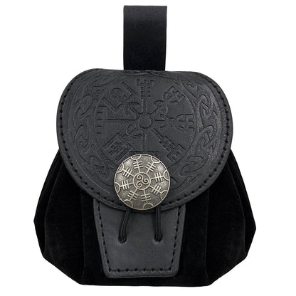 HiiFeuer Medieval Embossed Faux Leather Belt Pouch, Retro Renaissance Portable Belt Bag Coin Purse Dice Bag for LARP Ren Faire