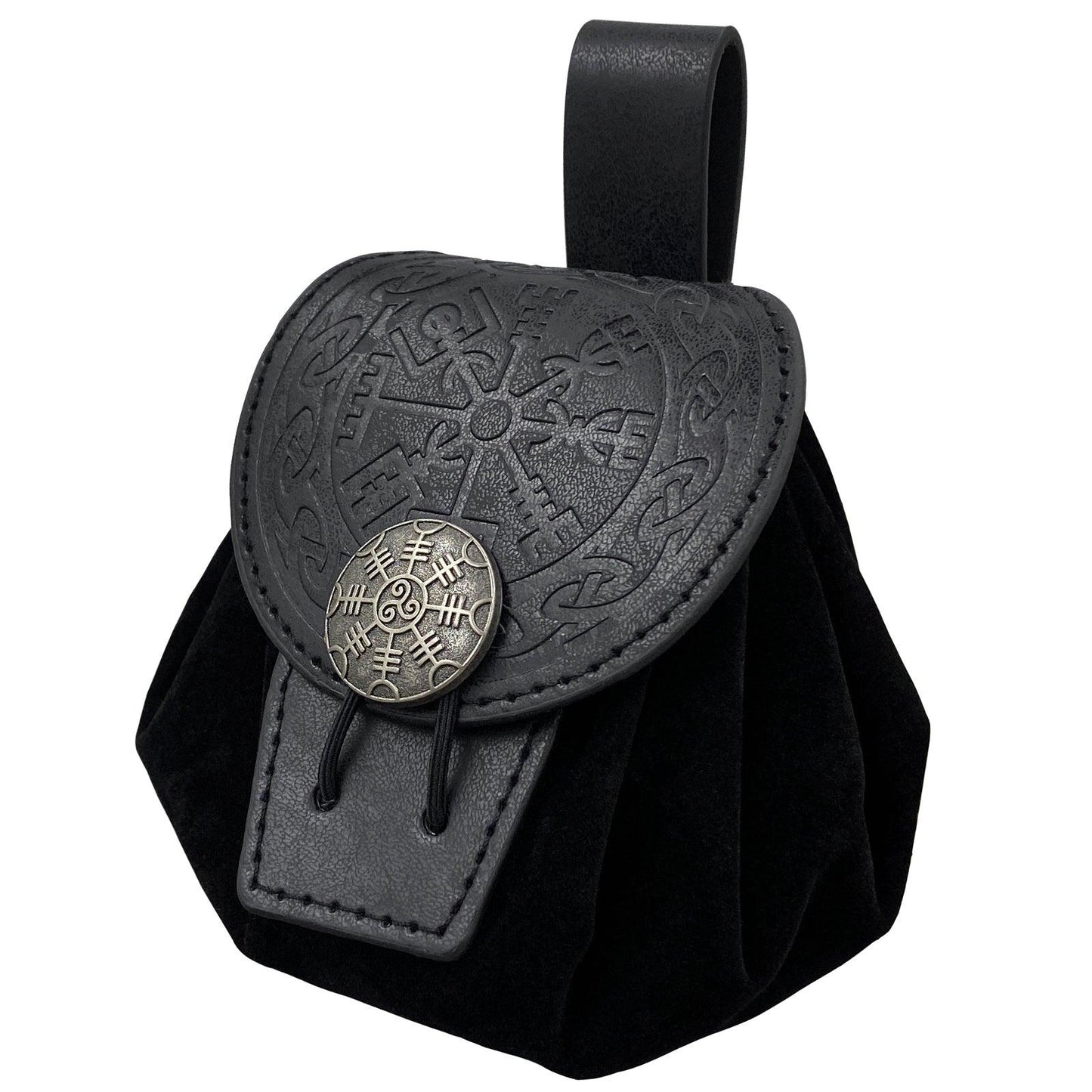 HiiFeuer Medieval Embossed Faux Leather Belt Pouch, Retro Renaissance Portable Belt Bag Coin Purse Dice Bag for LARP Ren Faire