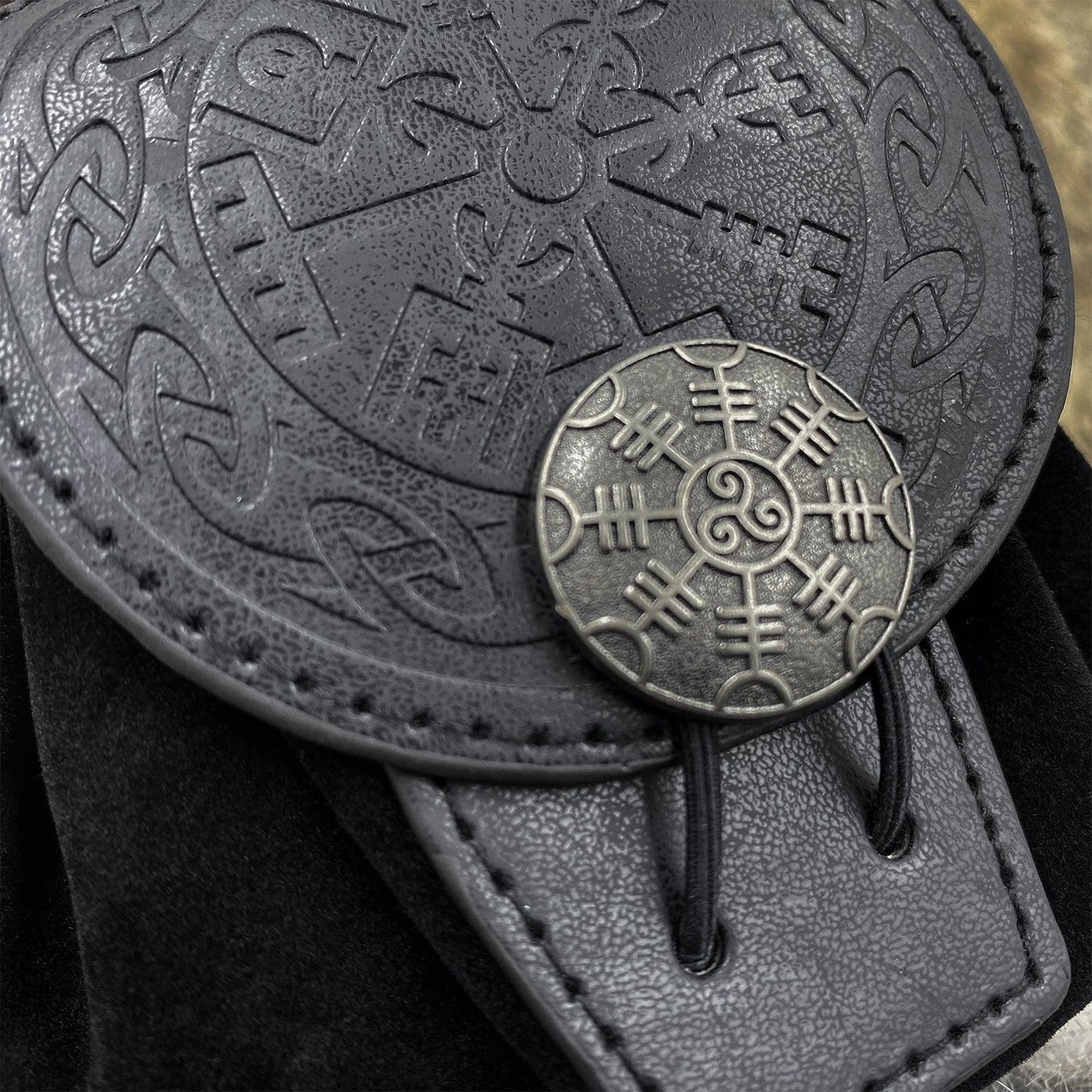 HiiFeuer Medieval Embossed Faux Leather Belt Pouch, Retro Renaissance Portable Belt Bag Coin Purse Dice Bag for LARP Ren Faire