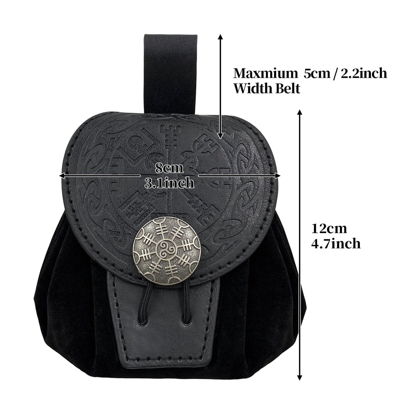 HiiFeuer Medieval Embossed Faux Leather Belt Pouch, Retro Renaissance Portable Belt Bag Coin Purse Dice Bag for LARP Ren Faire
