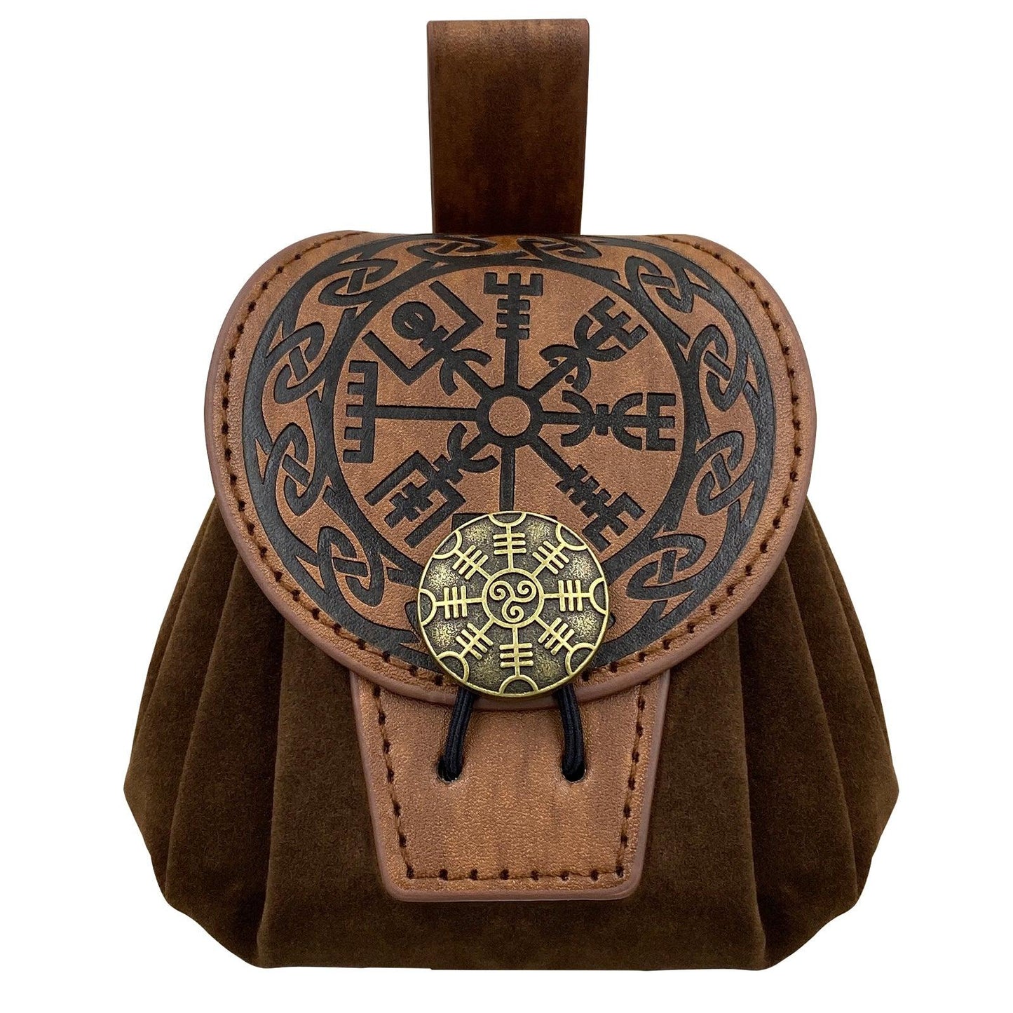 HiiFeuer Medieval Embossed Faux Leather Belt Pouch, Retro Renaissance Portable Belt Bag Coin Purse Dice Bag for LARP Ren Faire