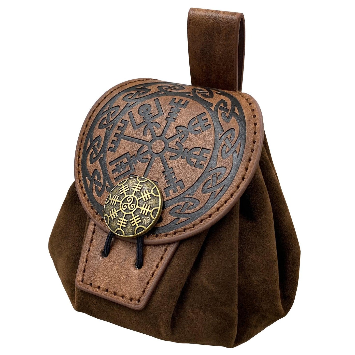 HiiFeuer Medieval Embossed Faux Leather Belt Pouch, Retro Renaissance Portable Belt Bag Coin Purse Dice Bag for LARP Ren Faire