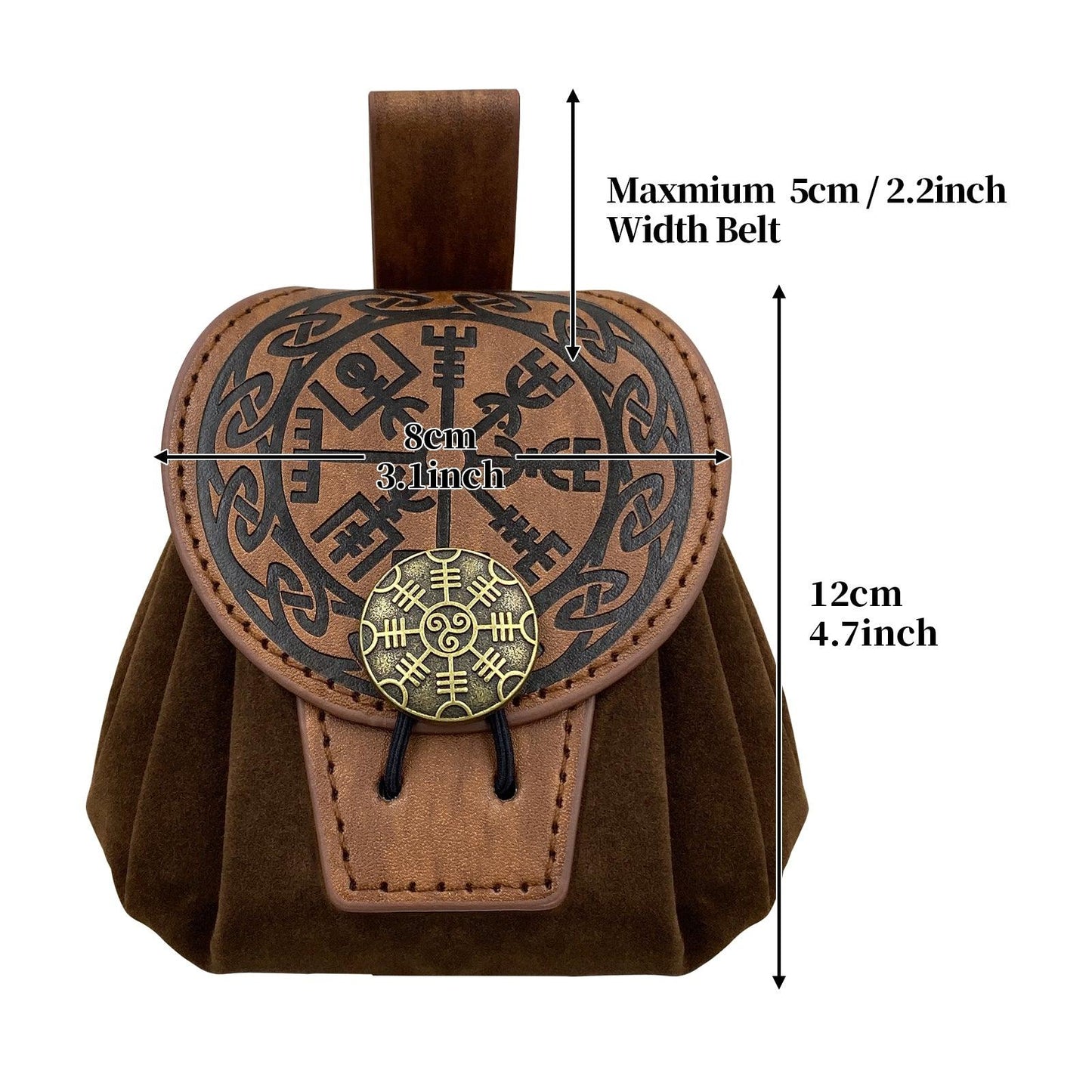HiiFeuer Medieval Embossed Faux Leather Belt Pouch, Retro Renaissance Portable Belt Bag Coin Purse Dice Bag for LARP Ren Faire