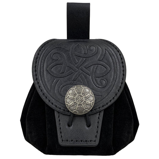HiiFeuer Medieval Embossed Faux Leather Belt Pouch, Retro Renaissance Portable Belt Bag Coin Purse Dice Bag for LARP Ren Faire