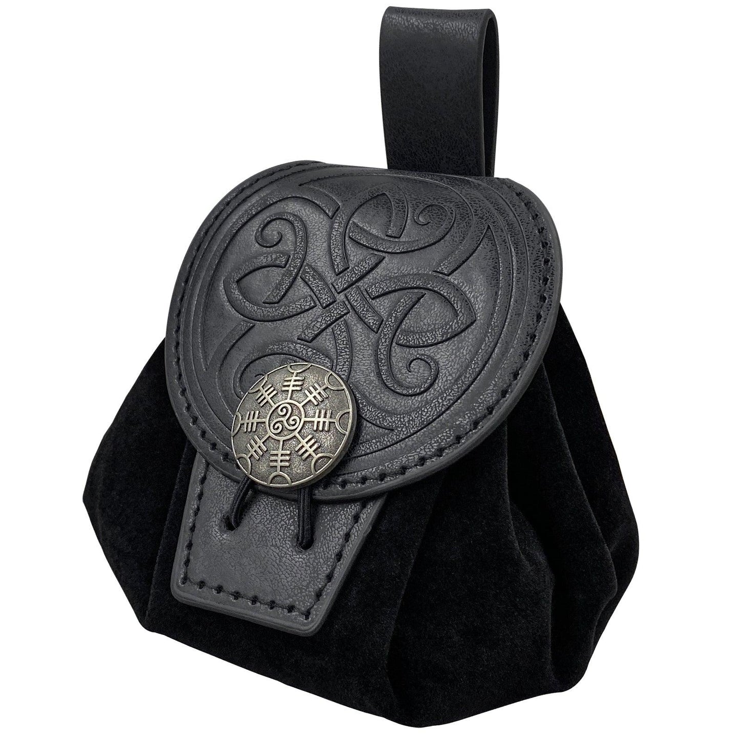 HiiFeuer Medieval Embossed Faux Leather Belt Pouch, Retro Renaissance Portable Belt Bag Coin Purse Dice Bag for LARP Ren Faire