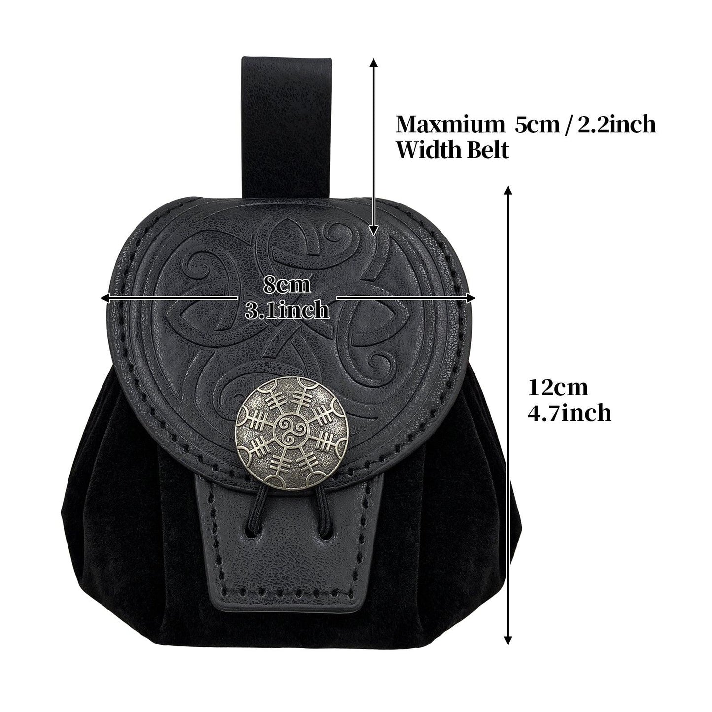 HiiFeuer Medieval Embossed Faux Leather Belt Pouch, Retro Renaissance Portable Belt Bag Coin Purse Dice Bag for LARP Ren Faire