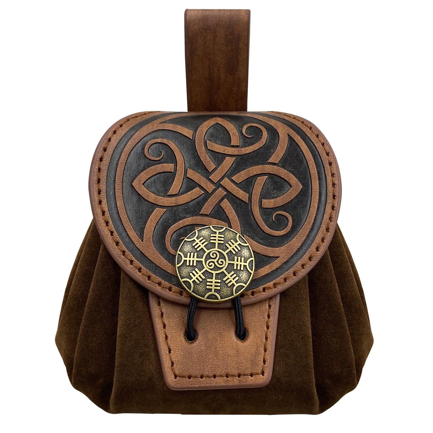 HiiFeuer Medieval Embossed Faux Leather Belt Pouch, Retro Renaissance Portable Belt Bag Coin Purse Dice Bag for LARP Ren Faire
