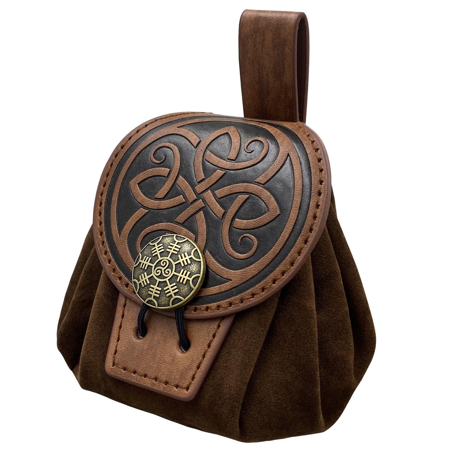 HiiFeuer Medieval Embossed Faux Leather Belt Pouch, Retro Renaissance Portable Belt Bag Coin Purse Dice Bag for LARP Ren Faire