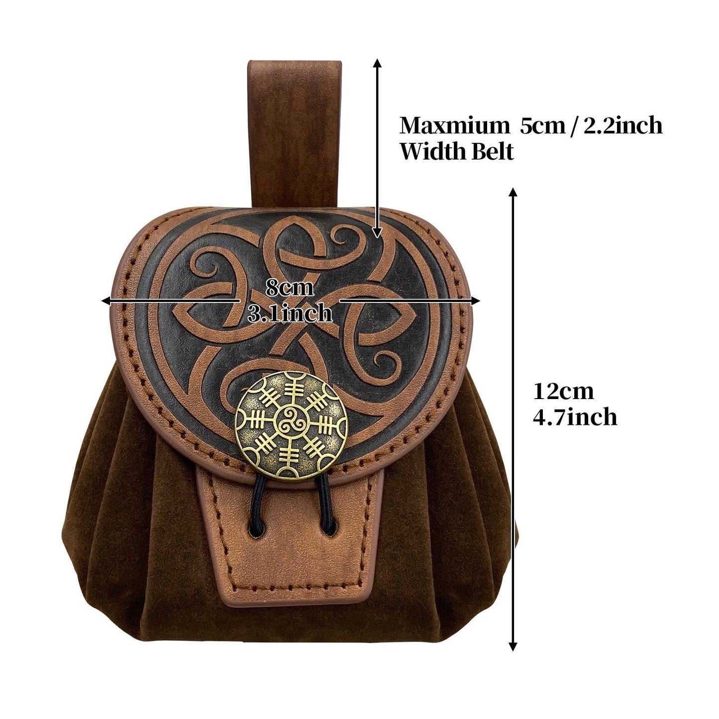 HiiFeuer Medieval Embossed Faux Leather Belt Pouch, Retro Renaissance Portable Belt Bag Coin Purse Dice Bag for LARP Ren Faire