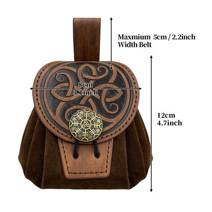 HiiFeuer Medieval Embossed Faux Leather Belt Pouch, Retro Renaissance Portable Belt Bag Coin Purse Dice Bag for LARP Ren Faire