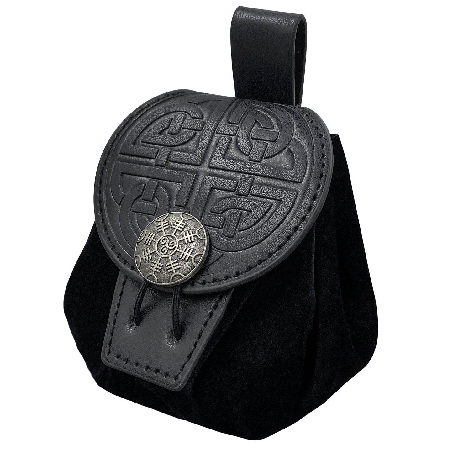 HiiFeuer Medieval Embossed Faux Leather Belt Pouch, Retro Renaissance Portable Belt Bag Coin Purse Dice Bag for LARP Ren Faire
