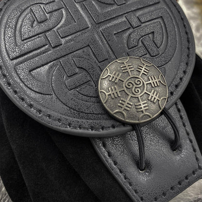 HiiFeuer Medieval Embossed Faux Leather Belt Pouch, Retro Renaissance Portable Belt Bag Coin Purse Dice Bag for LARP Ren Faire