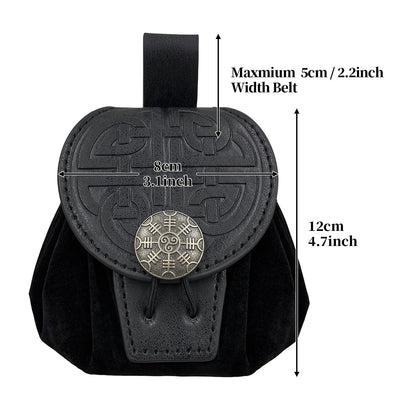 HiiFeuer Medieval Embossed Faux Leather Belt Pouch, Retro Renaissance Portable Belt Bag Coin Purse Dice Bag for LARP Ren Faire