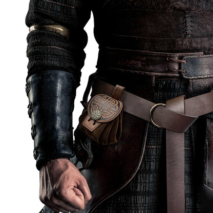 HiiFeuer Medieval Embossed Faux Leather Belt Pouch, Retro Renaissance Portable Belt Bag Coin Purse Dice Bag for LARP Ren Faire
