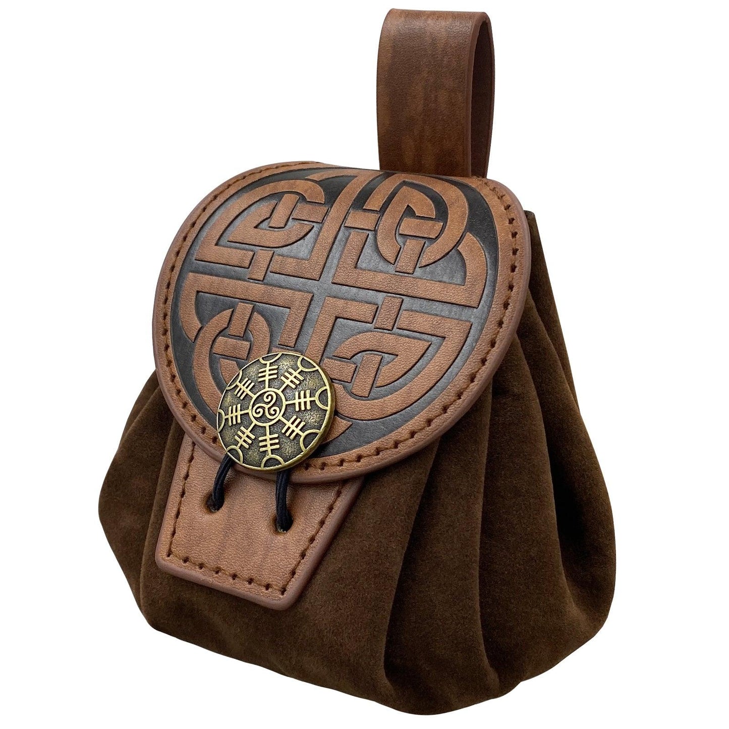 HiiFeuer Medieval Embossed Faux Leather Belt Pouch, Retro Renaissance Portable Belt Bag Coin Purse Dice Bag for LARP Ren Faire