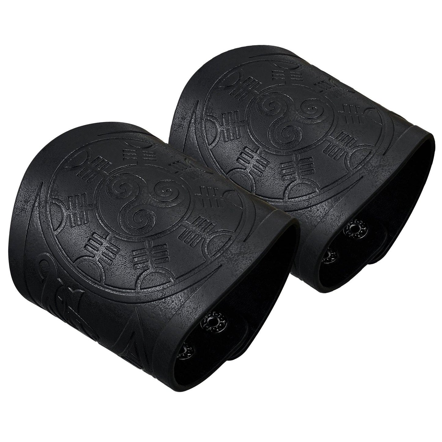 HiiFeuer 2 PCS Viking Embossed Faux Leather Cuff Bracelet, Norse Retro Wristband, Nordic Mjolnir Vegvisir Pattern Cuff Bangle Bracelet