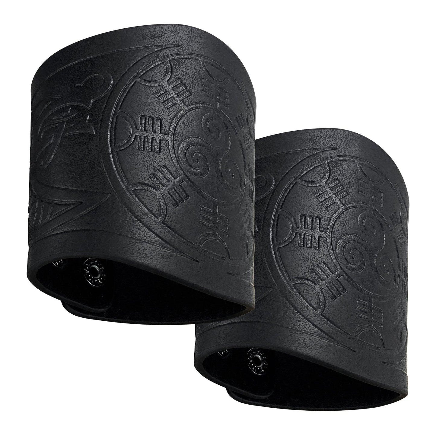 HiiFeuer 2 PCS Viking Embossed Faux Leather Cuff Bracelet, Norse Retro Wristband, Nordic Mjolnir Vegvisir Pattern Cuff Bangle Bracelet