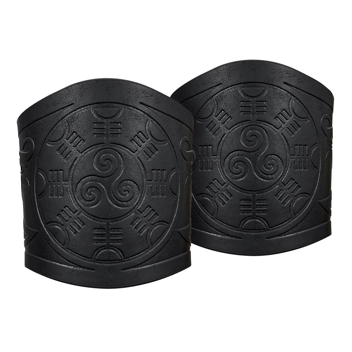 HiiFeuer 2 PCS Viking Embossed Faux Leather Cuff Bracelet, Norse Retro Wristband, Nordic Mjolnir Vegvisir Pattern Cuff Bangle Bracelet