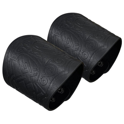 HiiFeuer 2 PCS Viking Embossed Faux Leather Cuff Bracelet, Norse Retro Wristband, Nordic Mjolnir Vegvisir Pattern Cuff Bangle Bracelet