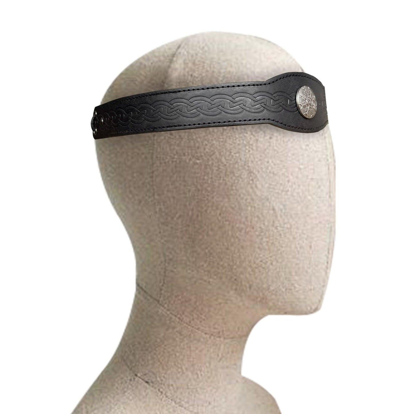 HiiFeuer Medieval Embossed Faux Leather Headpiece, Retro Renaissance Adjustable Headband, Cosplay Costume Accessories