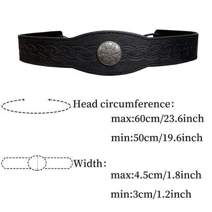 HiiFeuer Medieval Embossed Faux Leather Headpiece, Retro Renaissance Adjustable Headband, Cosplay Costume Accessories