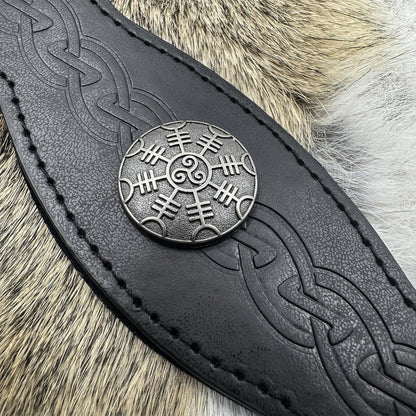 HiiFeuer Medieval Embossed Faux Leather Headpiece, Retro Renaissance Adjustable Headband, Cosplay Costume Accessories