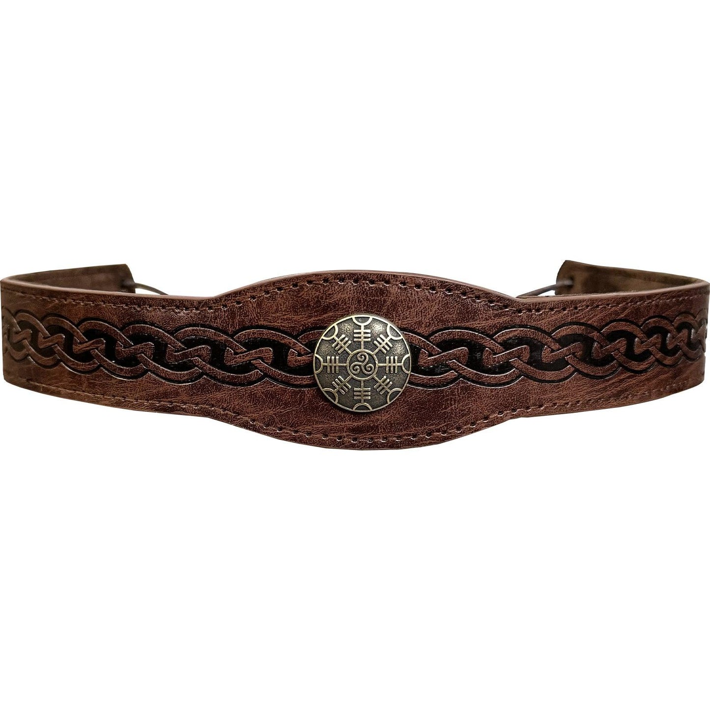 HiiFeuer Medieval Embossed Faux Leather Headpiece, Retro Renaissance Adjustable Headband, Cosplay Costume Accessories