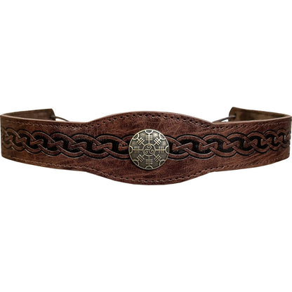HiiFeuer Medieval Embossed Faux Leather Headpiece, Retro Renaissance Adjustable Headband, Cosplay Costume Accessories