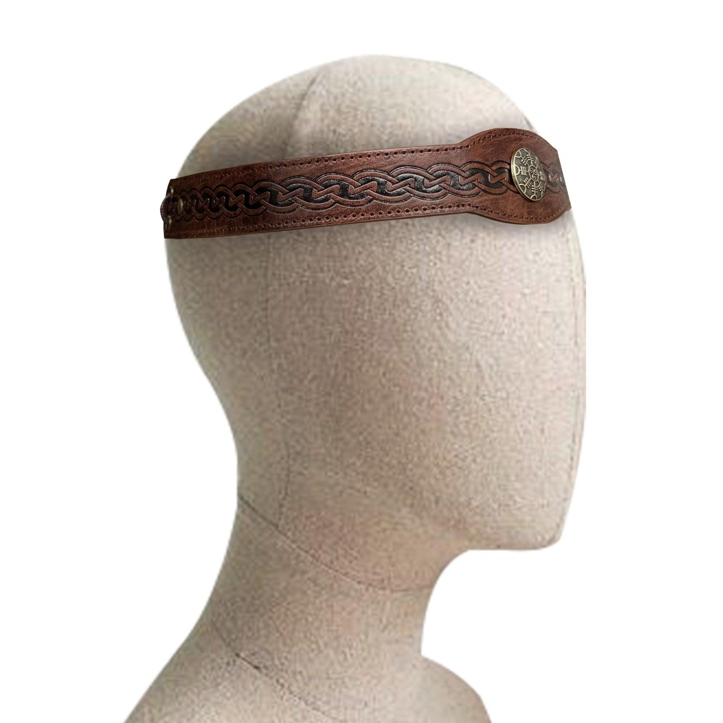 HiiFeuer Medieval Embossed Faux Leather Headpiece, Retro Renaissance Adjustable Headband, Cosplay Costume Accessories