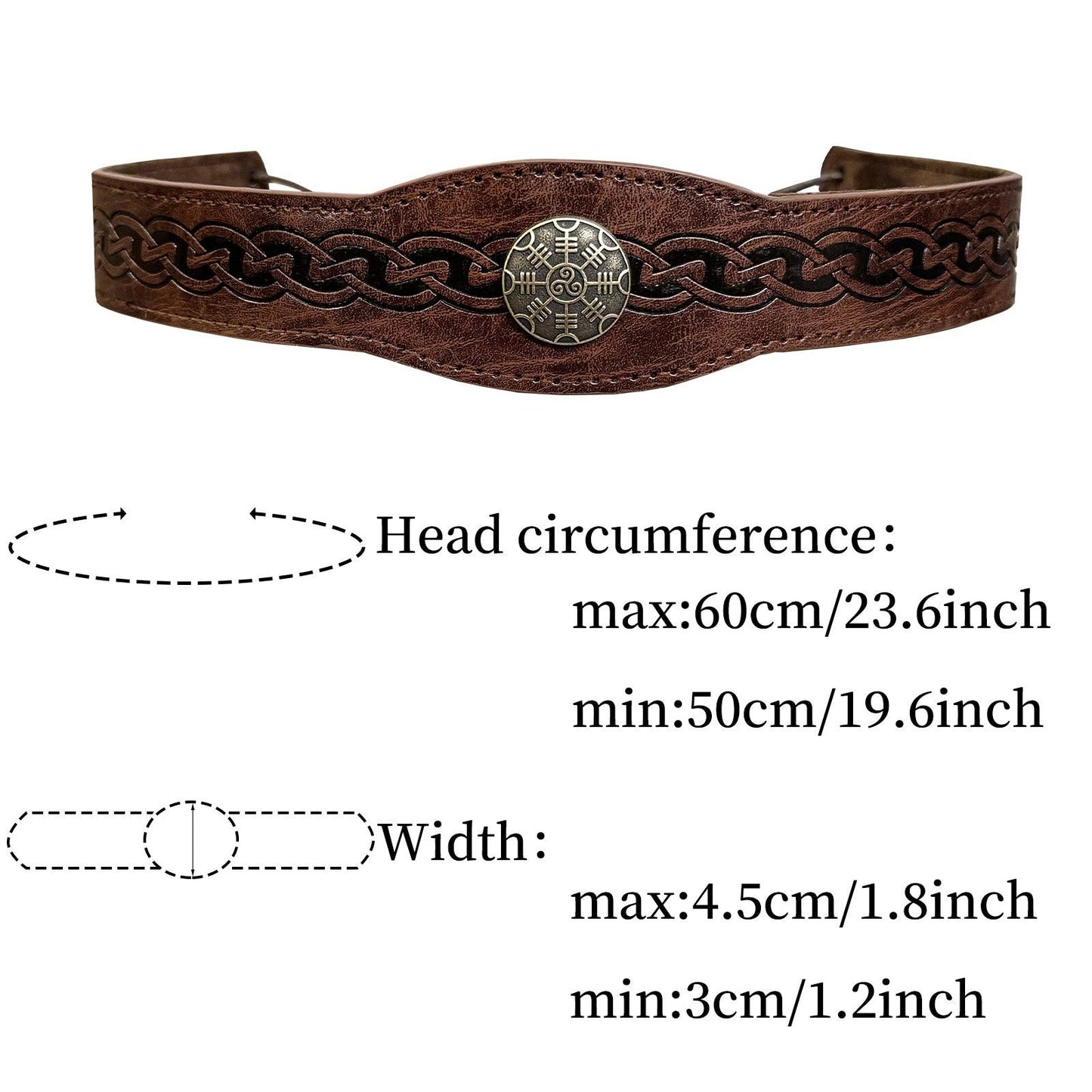 HiiFeuer Medieval Embossed Faux Leather Headpiece, Retro Renaissance Adjustable Headband, Cosplay Costume Accessories