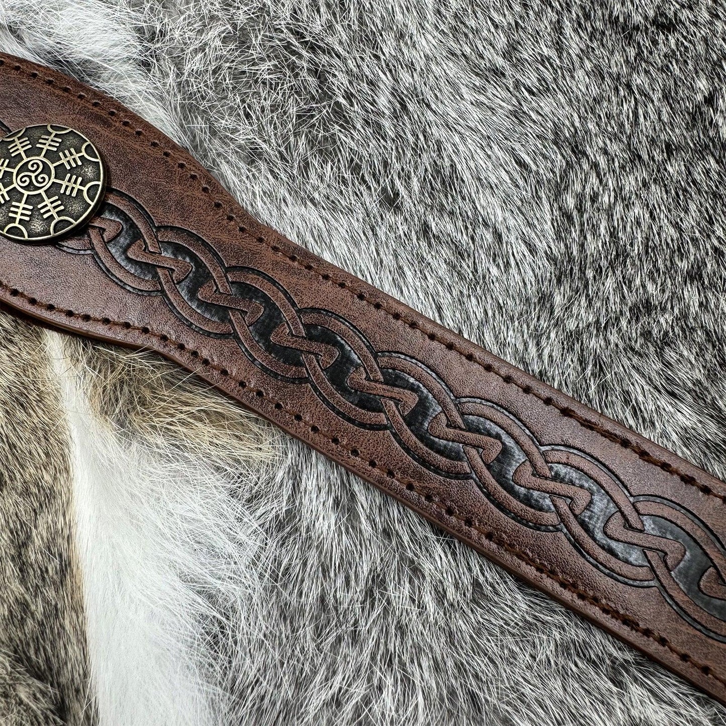 HiiFeuer Medieval Embossed Faux Leather Headpiece, Retro Renaissance Adjustable Headband, Cosplay Costume Accessories