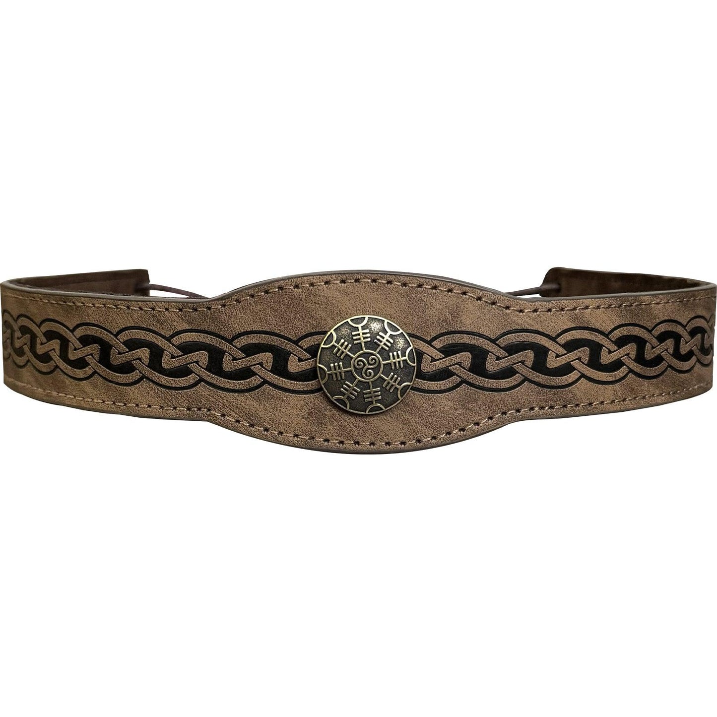 HiiFeuer Medieval Embossed Faux Leather Headpiece, Retro Renaissance Adjustable Headband, Cosplay Costume Accessories