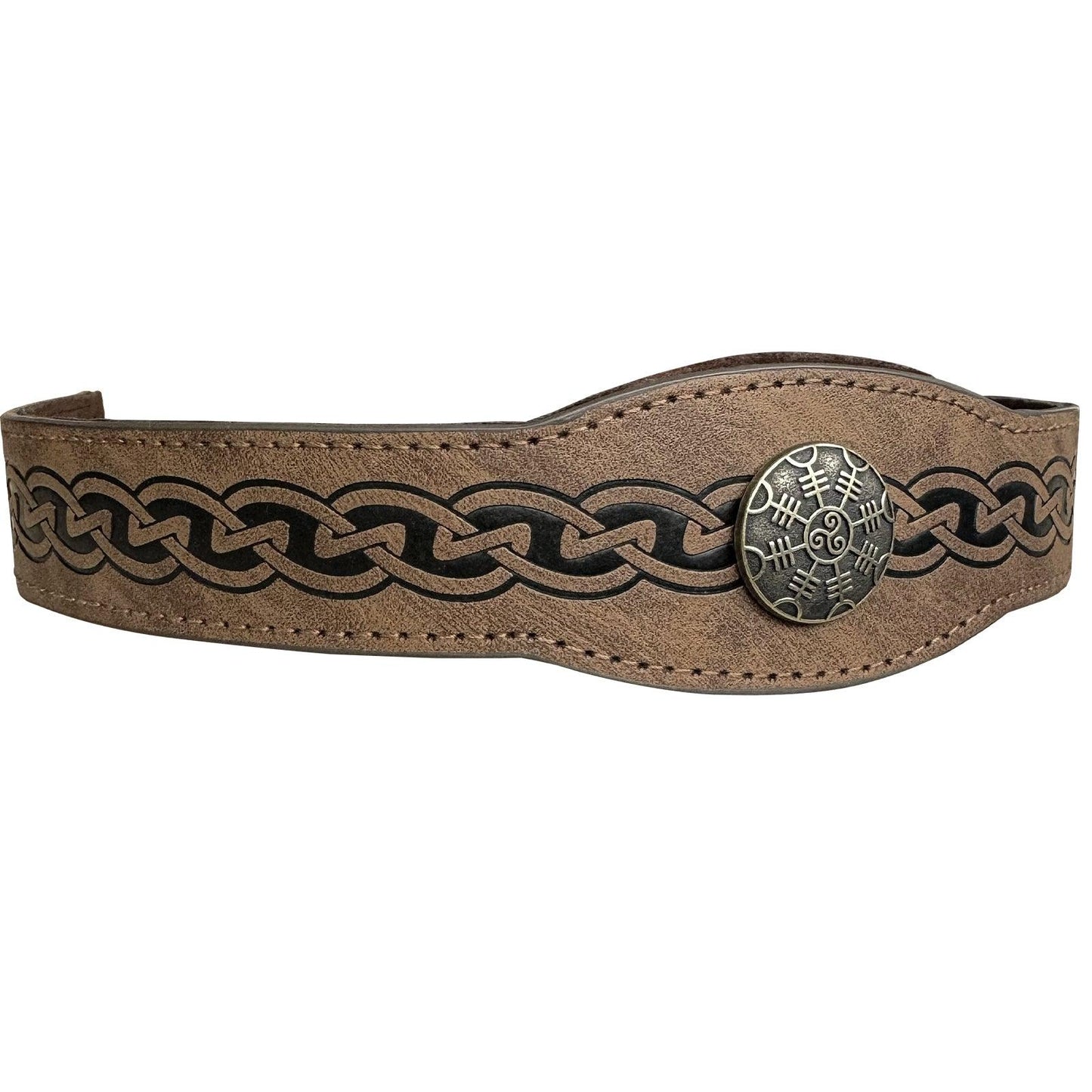 HiiFeuer Medieval Embossed Faux Leather Headpiece, Retro Renaissance Adjustable Headband, Cosplay Costume Accessories