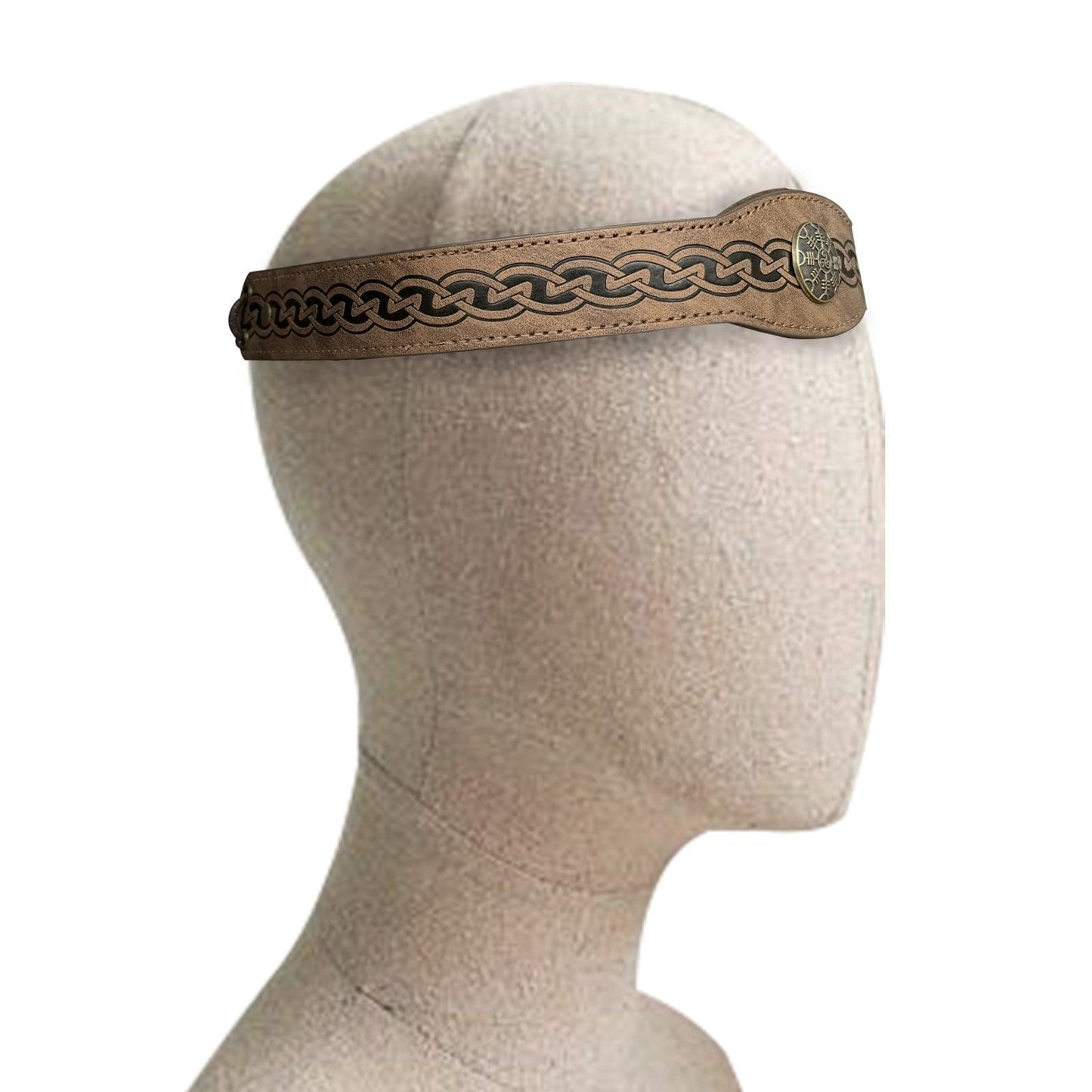 HiiFeuer Medieval Embossed Faux Leather Headpiece, Retro Renaissance Adjustable Headband, Cosplay Costume Accessories