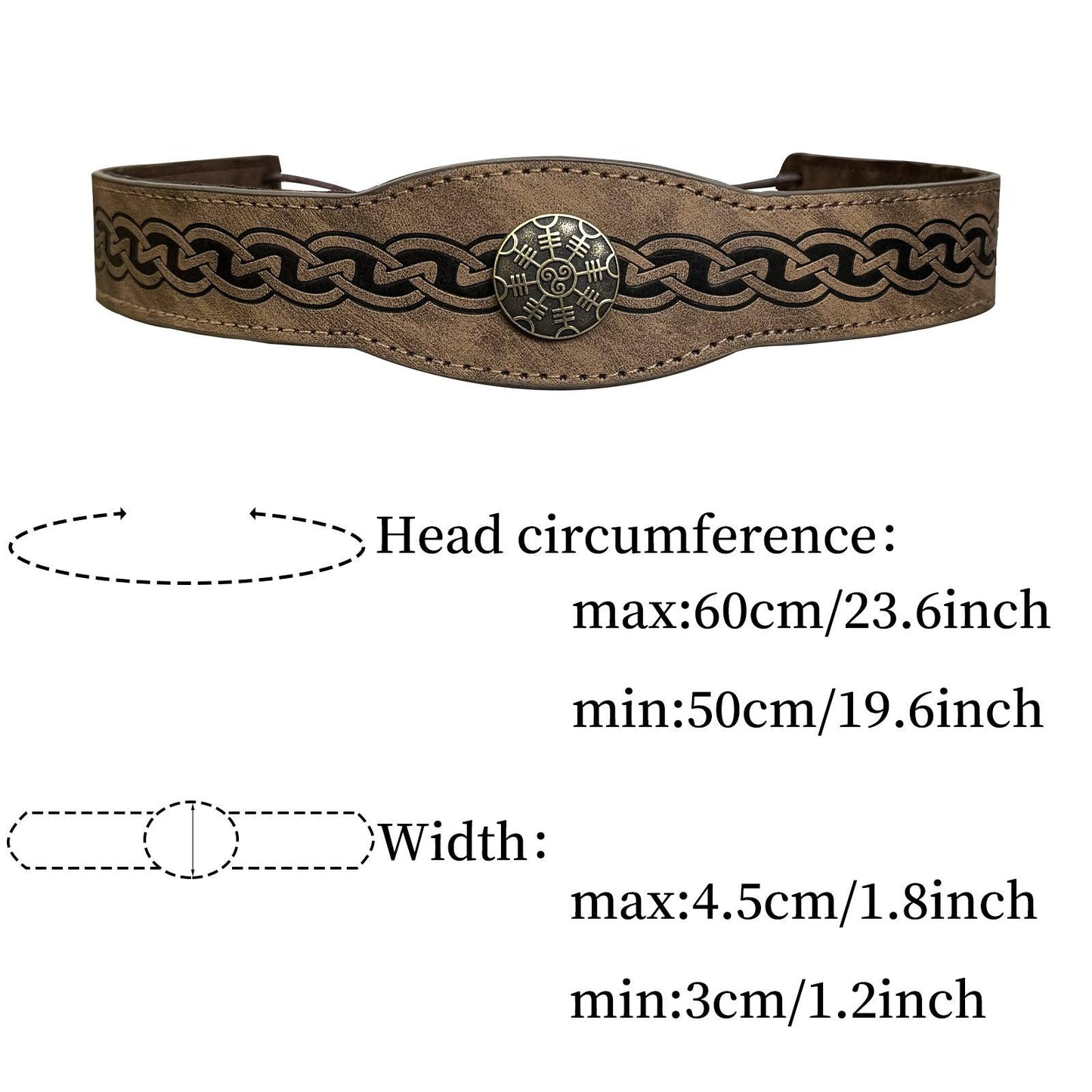 HiiFeuer Medieval Embossed Faux Leather Headpiece, Retro Renaissance Adjustable Headband, Cosplay Costume Accessories