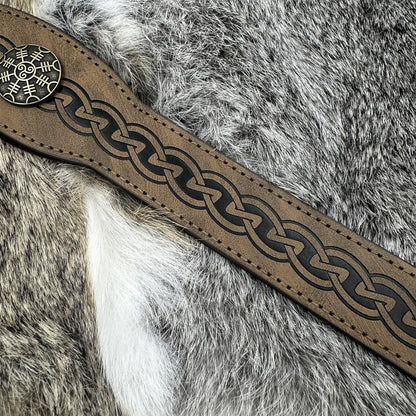 HiiFeuer Medieval Embossed Faux Leather Headpiece, Retro Renaissance Adjustable Headband, Cosplay Costume Accessories