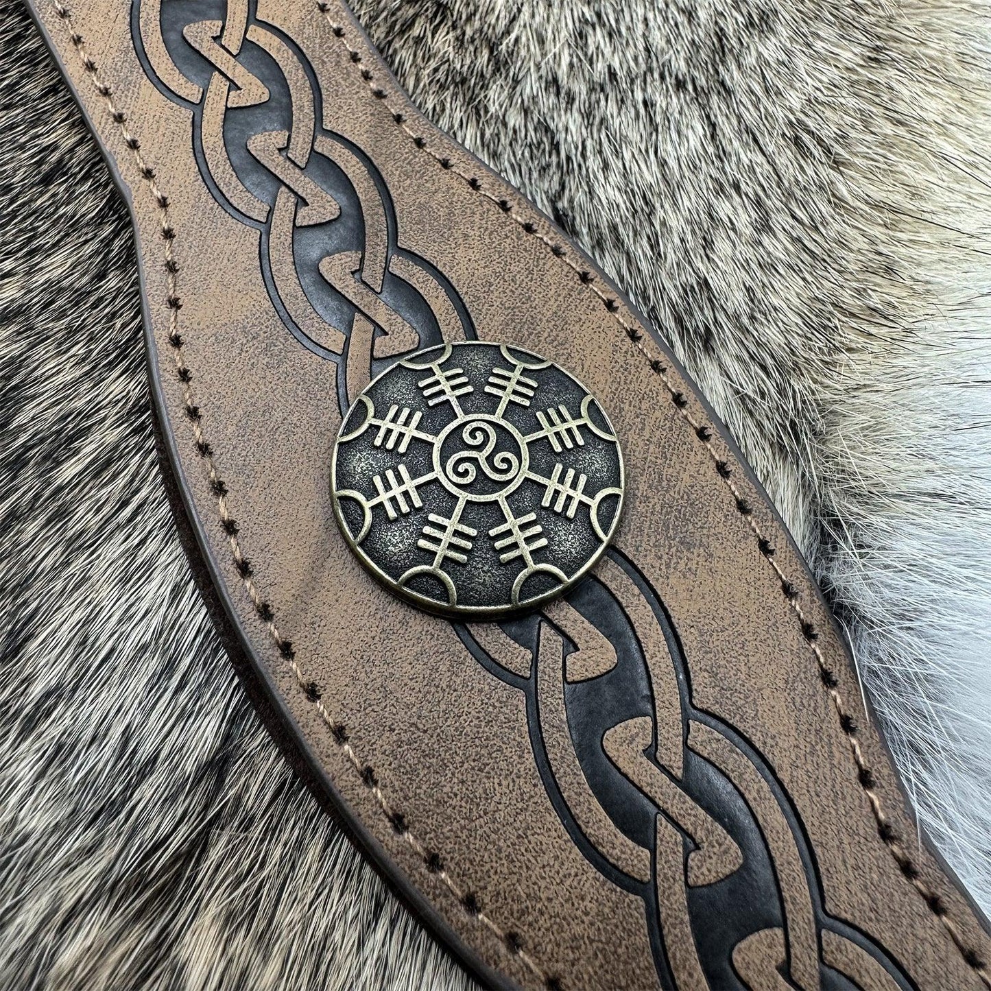 HiiFeuer Medieval Embossed Faux Leather Headpiece, Retro Renaissance Adjustable Headband, Cosplay Costume Accessories
