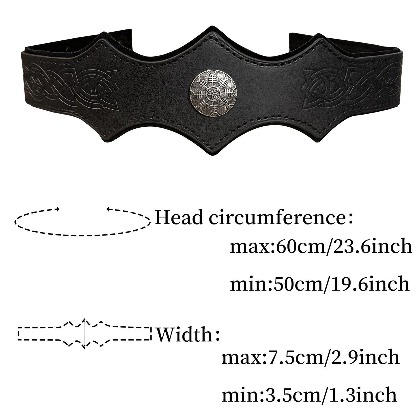 HiiFeuer Medieval Embossed Faux Leather Headpiece, Retro Renaissance Adjustable Headband, Cosplay Costume Accessories