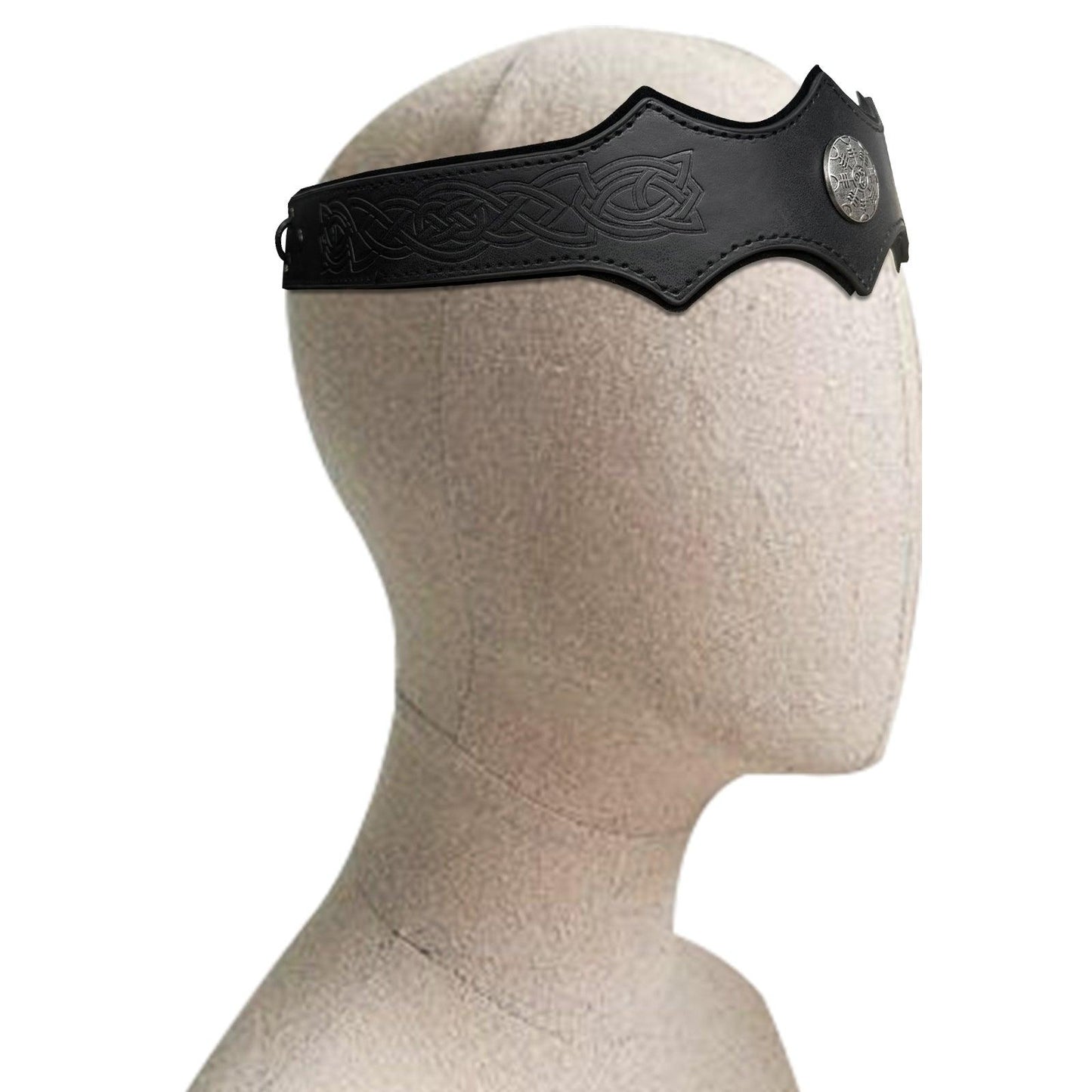 HiiFeuer Medieval Embossed Faux Leather Headpiece, Retro Renaissance Adjustable Headband, Cosplay Costume Accessories