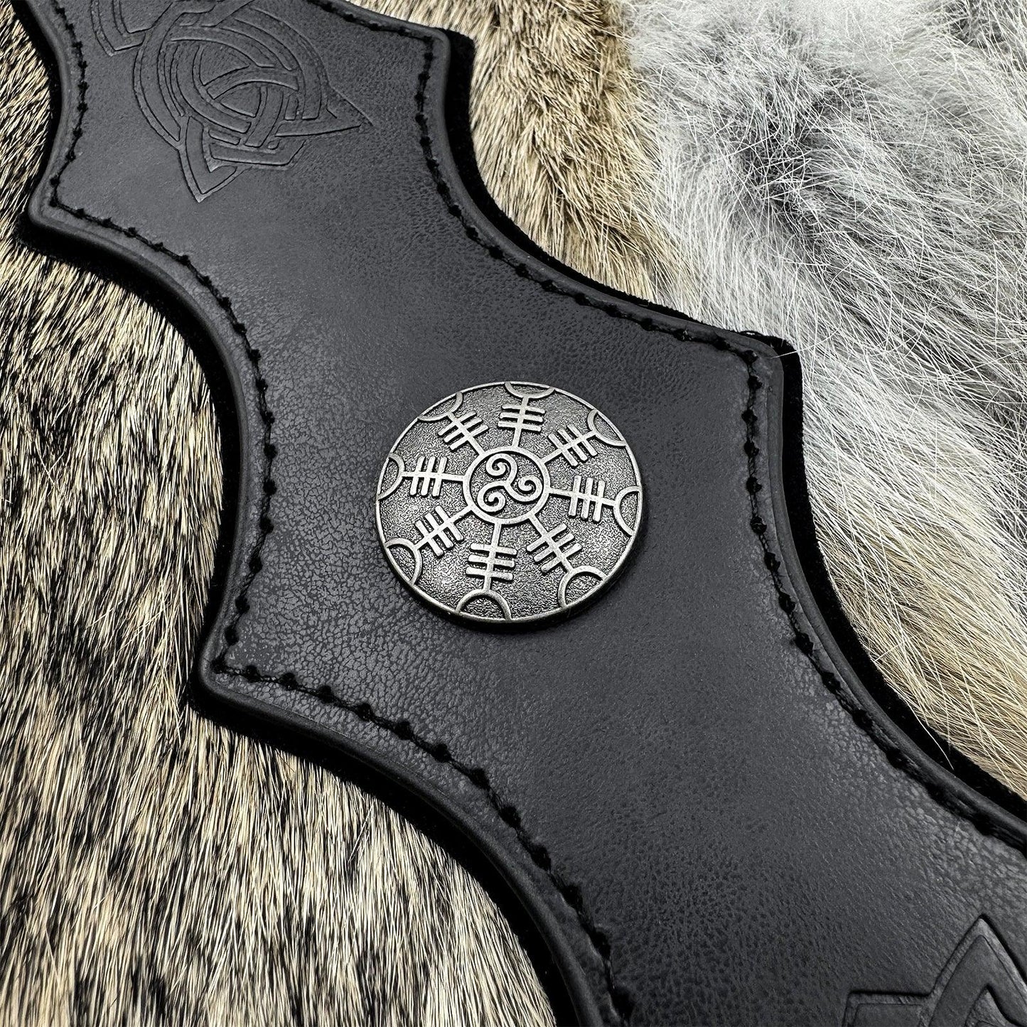 HiiFeuer Medieval Embossed Faux Leather Headpiece, Retro Renaissance Adjustable Headband, Cosplay Costume Accessories