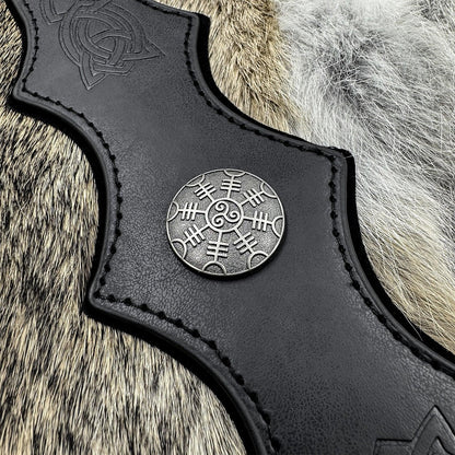 HiiFeuer Medieval Embossed Faux Leather Headpiece, Retro Renaissance Adjustable Headband, Cosplay Costume Accessories