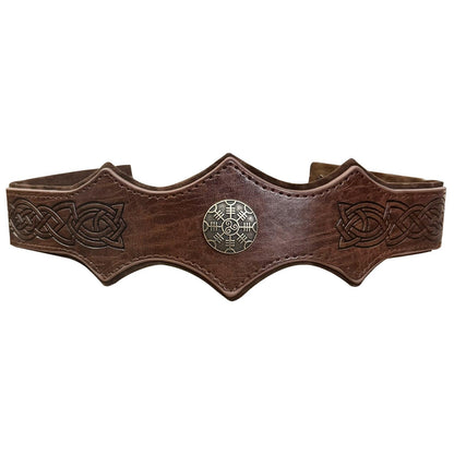 HiiFeuer Medieval Embossed Faux Leather Headpiece, Retro Renaissance Adjustable Headband, Cosplay Costume Accessories