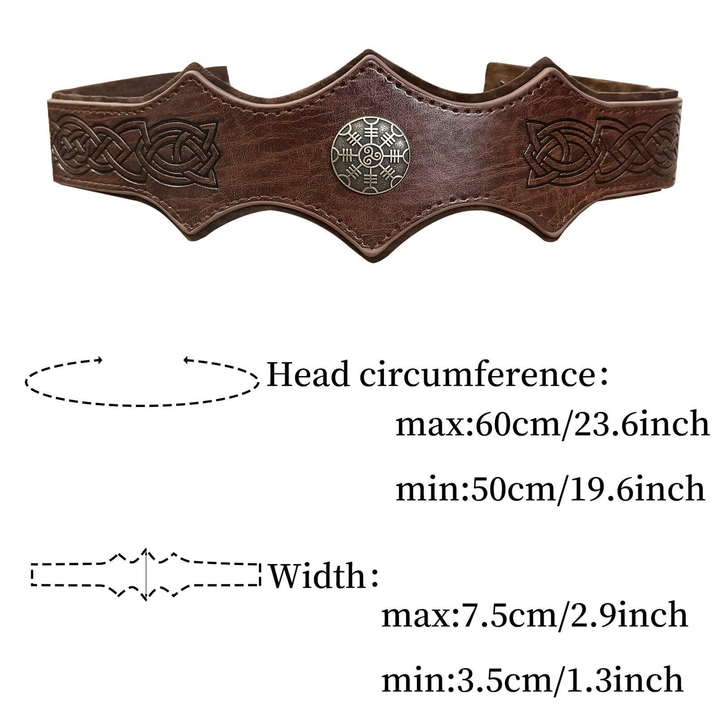 HiiFeuer Medieval Embossed Faux Leather Headpiece, Retro Renaissance Adjustable Headband, Cosplay Costume Accessories